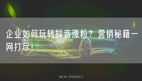 企业如何玩转抖音涨粉？营销秘籍一网打尽！