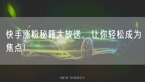 快手涨粉秘籍大放送，让你轻松成为焦点！