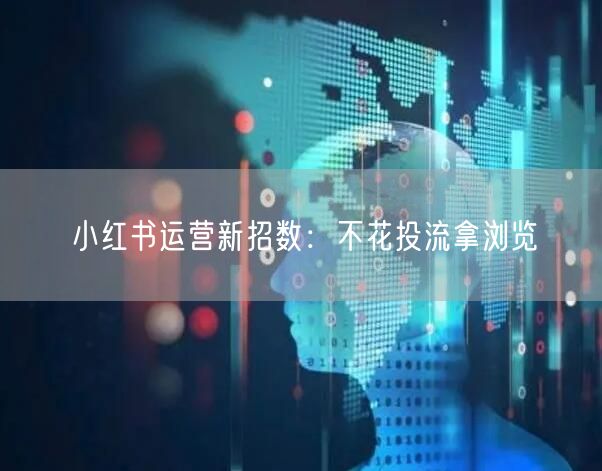 小红书运营新招数：不花投流拿浏览